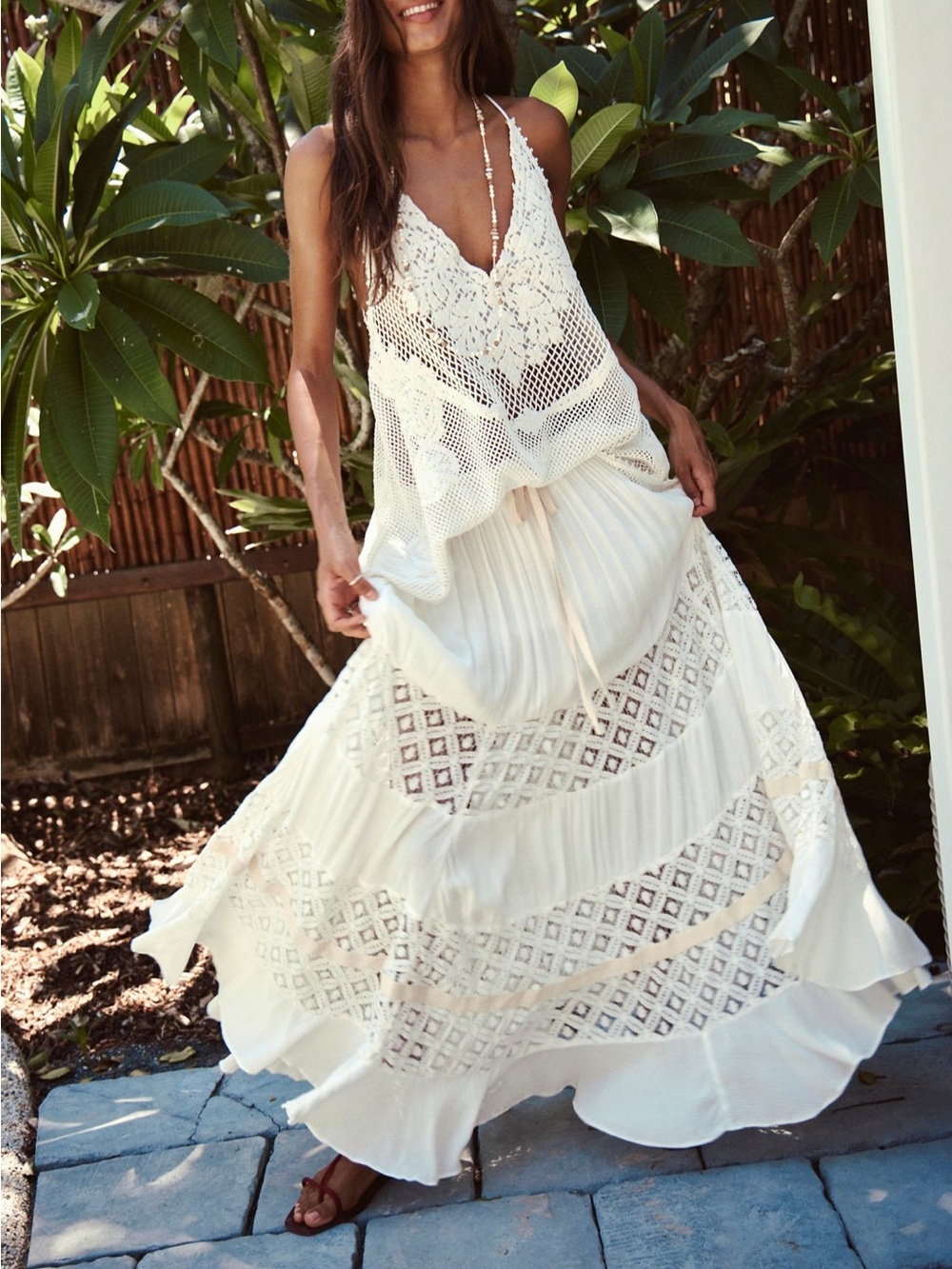 Free People Swept Away Maxi Skirt Size Small S/P in Clean Ivory - Boho Crochet